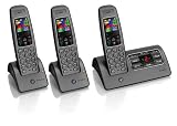 BT Hudson 1500 Trio DECT Cordless Telephone with Answer Machine - Gun Metal & Black