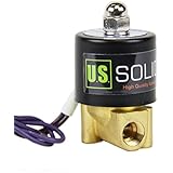 1/4" NPT Brass Electric Solenoid Valve 12VDC Normally Closed VITON (standard USA pipe thread). Solid Brass, Direct Acting, Viton Gasket Solenoid Valve by U.S. Solid.