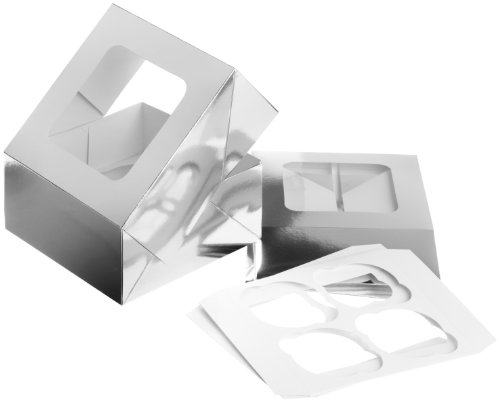 Wilton 4 Cavity Silver Cupcake Boxes, 3 Count