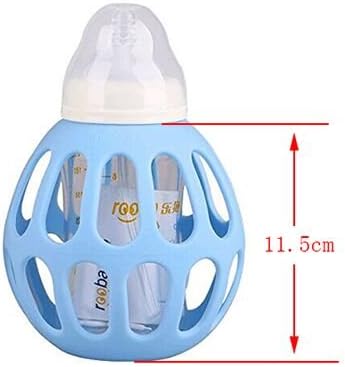 Anti-drop & Temperature-resisting Baby Bottle Holder-baby Nursing Bottle Protector-baby Feeding Bottle Holder, Made of Environmental Food-grade Silicone, Suitable for Wide Neck Bottles.. (Blue-large)
