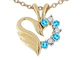 0.22 cttw Genuine Heart Shaped Swan Blue Topaz Pendant in 14k White Gold - B000279D0O