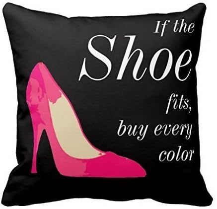 LCArtStore Pretty Pink High Heel Shoes 18x18 Inch Cotton Linen Decorative Pillow Case Throw Pillow.