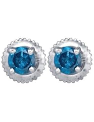 10KT White Gold 0.54 CTW Diamond Blue Studs