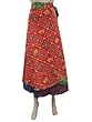 Wrap Skirt Sari Red Blue Printed Reversible Long Wrap Around Skirts