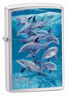 Brushed Chrome, Guy Harvey Bottle Nose Dolphin