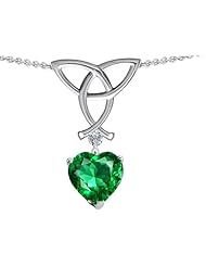 Celtic Love by Kelly Love Knot Pendant wtih 8mm Heart Shape Simulated Emerald in .925 Sterling Silver