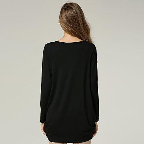 Oupay Women Fall Winter Crew Neck Solid Slit Off Bottoming Shift Mini Dress XXL Black