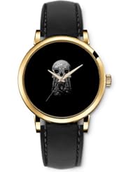 SPRAWL Aanalog Fashion Series Gold Ladies Watches of Genuine Black Leather Strap,Unique Wrist Watch for Women Girls Designed with Weird skull