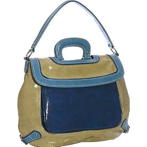 Buy BCBG eneration Patent Flap Over Tote - Black White or Khaki Blue by BCBGeneration