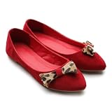 Ollio Women's Ballet Flat Faux Suede Loafers Ribbon Accent Multi-Color Shoes