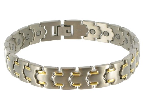 Titanium Magnetic Two Tone Finish Link Bracelet 8.5″