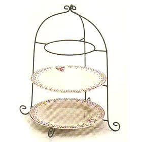 French vintage style tiered plate holder dark metal, holds 3 plates by Comptoir de Famille
