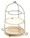 French vintage style tiered plate holder dark metal, holds 3 plates