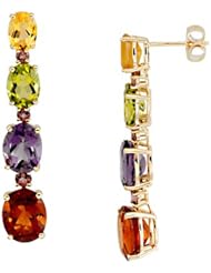14K Yellow Gold Multicolor Gemstones Earrings -- LIFETIME WARRANTY