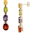 14K Yellow Gold Multicolor Gemstones Earrings