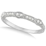 Pave Set Vintage Stacking Diamond Ring Band 14k White Gold (0.15ct)