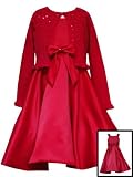 Rare Editions Girls Holiday Red Satin Dress with Sequin Cardigan ~ Size (4-6x)