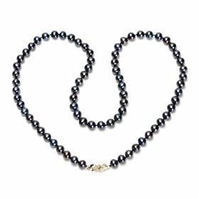 14k Yellow Gold Dyed Peacock Black Freshwater Cultured Pearl AA Grade 5.5-6mm... by Amazon.com Collection