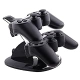 HDE LED Black Dual Controller Charging Stand Station for PS3 Controller with 2-Port USB Hub