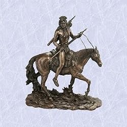 bear claw the indian warrior statue on horse sculpture