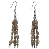 EXP Handmade Labradorite & Silver 3-Strand Dangle Earrings