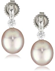 TARA Pearls "Dancing Diamond" Freshwater Stud 9X10mm White Gold Earrings