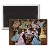 Ballroom Dancing, 1993 (gouache on silk) by.. - 3x2 inch Fridge Magnet - large magnetic button - Magnet