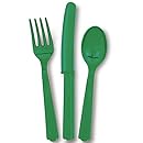 Emerald Green Plastic Cutlery Set for 6 Guests (18pcs)