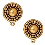 22K Gold Plated Pewter Beaded Clip On Earrings 16mm (1 Pair)