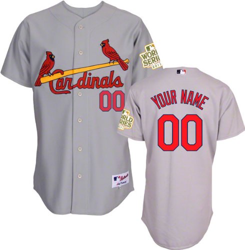 St. Louis Cardinals Jersey: Big & Tall Personalized Road Grey Authentic Jersey with 2011 World Series Participant Patch