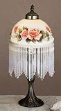 LAMPS BEAUTIFUL Victorian Style Hand-painted Roses Glass Beaded Accent Table Lamp by Meyda Tiffany--Excellent customer service--see our feedback.