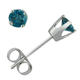 10K White Gold Round Blue Diamond Stud Earrings 1/5ct tw