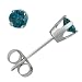 10K White Gold Round Blue Diamond Stud Earrings 1/5ct tw