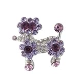Purple And Clear Rhinestone Poodle Animal Pin Brooch