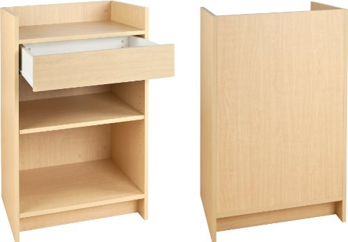 Well Top Melamine Wood Cash Register Stand with Drawer, Maple On Sale