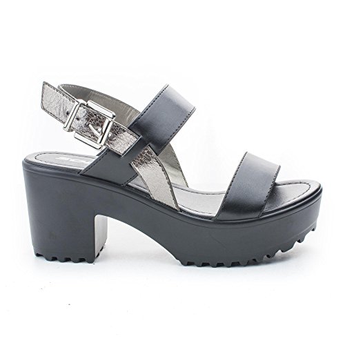 Lug Sole Chunky Block Heel Casual Sandal w Multil Colored Straps