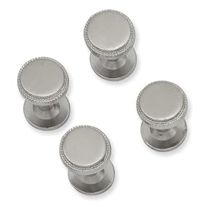 Rhodium-plated Four Piece Florentined Beaded Tuxedo Studs