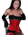 Red Satin Victorian Vintage Shaper Corset Boned Lace Up Waist Cincher Dresses LVG0865Red