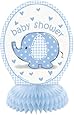 6" Honeycomb Blue Elephant Baby Shower Decorations, 4ct