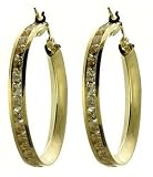 Image of 9ct Yellow Gold Ladies Cubic Zirconia Large Creole Earrings