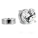 Magnetic Clear Round Cut CZ .925 Sterling Silver Men Unisex Stud Earrings 6mm