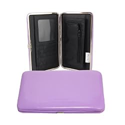 Leatherette Violet Purple Large Flat Clutch Opera Wallet