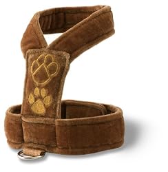 Teacup Dog Soft Harness Brown Paw Design - Tc Size