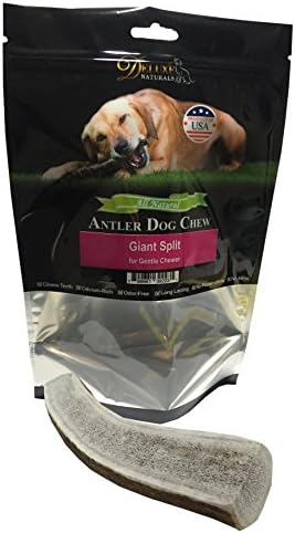 Deluxe Naturals Split ELK Antler Dog Chew for 60 lb or Larger Dogs (Best for Gentle Chewer), Giant