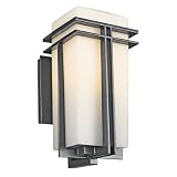 Kichler Lighting 49201BK FL Tremillo 14-1/2-Inch Light Fluorescent Outdoor Wall Lantern, Black with Satin-Etched Cased Opal Glass