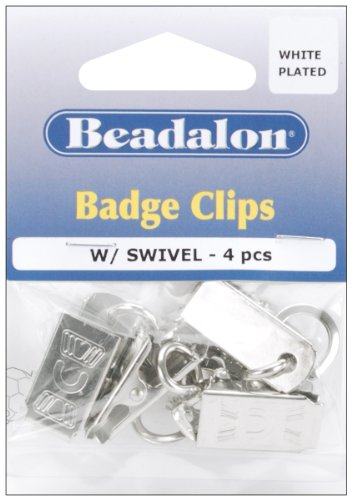 Badge Clips with Swivel 4/Pkg-White Plated