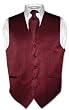Men's Dress Vest & NeckTie Burgundy Striped Vertical Stripes Design Set for Suit or Tuxedo