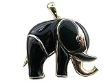 Onyx Royal Elephant Pendant with Ruby Eye and Mother of Pearl Backing, 14k Gold