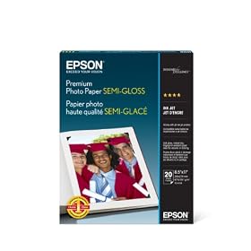 Epson Semi-Gloss Premium Photo Paper, 8.5 x 11 Inches, 20 Sheets per Pack (S041331)>