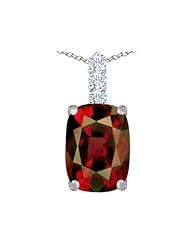 Original Star K (tm) Large 14x10mm Cushion Cut Simulated Garnet Pendant in 925 Sterling Silver